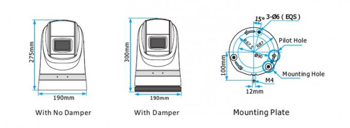 Aluminum housing Weatherproof IP66 ruggged PTZ Camera With Damper and Wiper For Patrol Robot