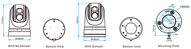 SDI 19mm Uncooled Marine PTZ Camera , Marine Thermal Camera With Digital Gyro Function
